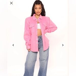 Pink oversized jean jacket